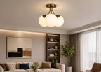 Brass-Tone 3-Globe Semi-Flush Ceiling Light, 14-Inch Width — product photo 2