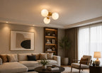 Brass-Tone 3-Globe Semi-Flush Ceiling Light, 14-Inch Width — product photo 6
