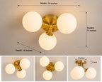 Brass-Tone 3-Globe Semi-Flush Ceiling Light, 14-Inch Width — product photo 8
