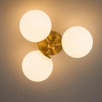 Brass-Tone 3-Globe Semi-Flush Ceiling Light, 14-Inch Width — product photo 7