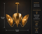 Brass 3-Light Petal Chandelier, 25-Inch Width, E12, 110–120V — product photo 3