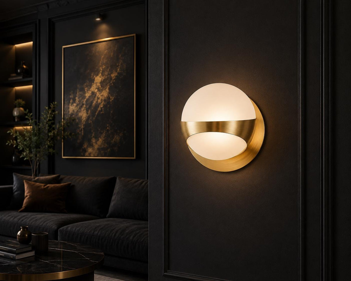 Brass Globe Wall Sconce with Frosted Glass Shade — product photo 3