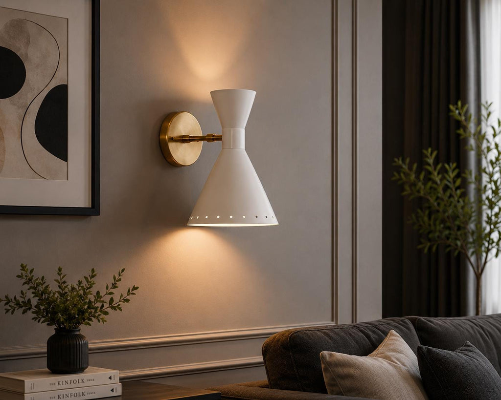 Black and Brass Cone Wall Sconce, Mid-Century Style — product photo 3