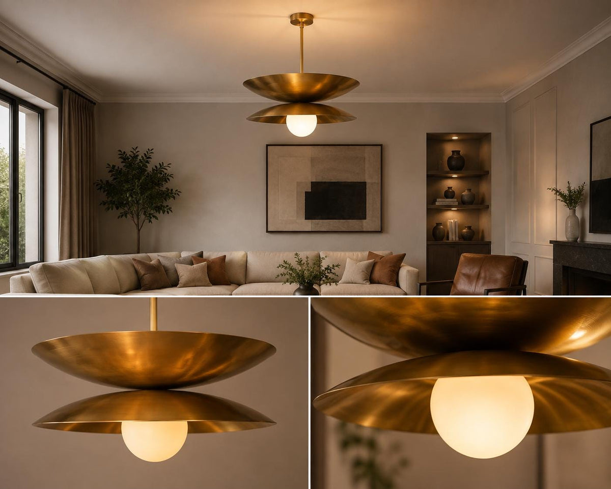 Brass Globe Pendant Light, 24-Inch, Mid-Century Style — product photo 3