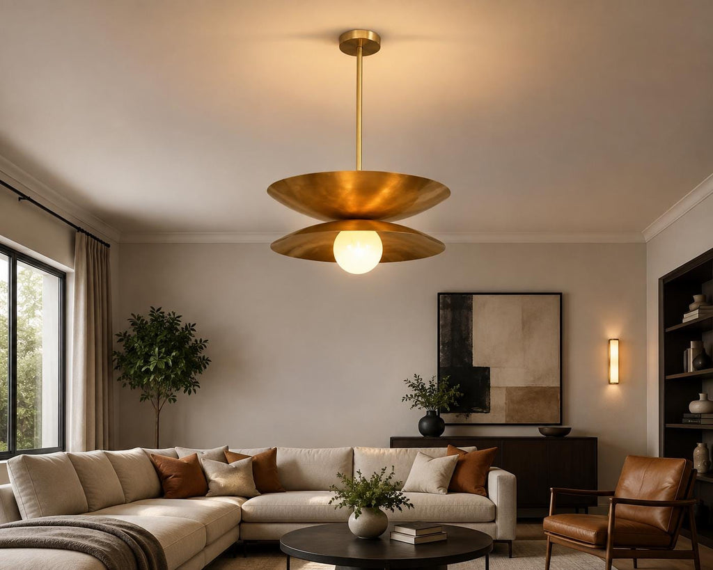 Brass Globe Pendant Light, 24-Inch, Mid-Century Style — product photo 1