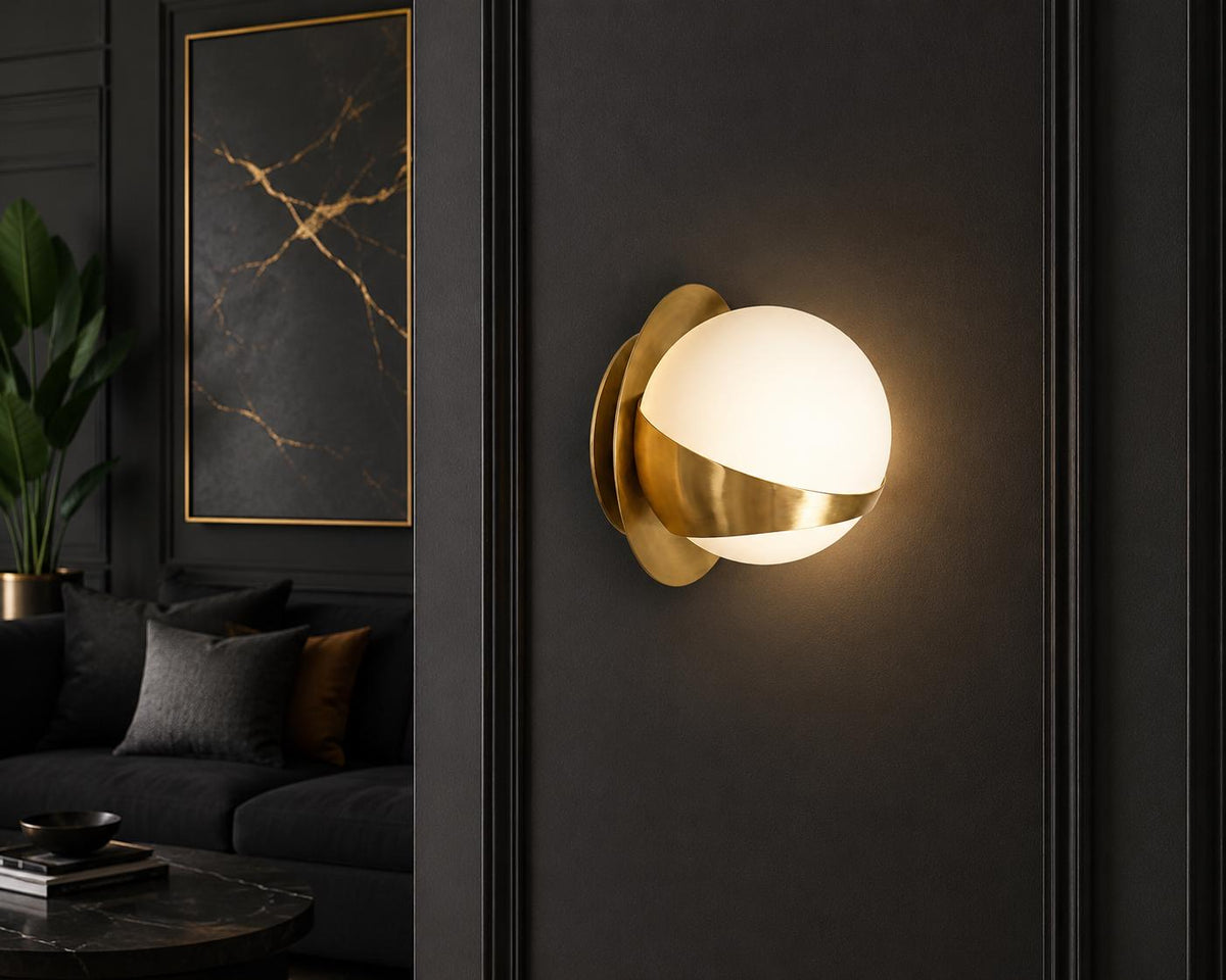 Brass Globe Wall Sconce with Frosted Glass Shade — product photo 2