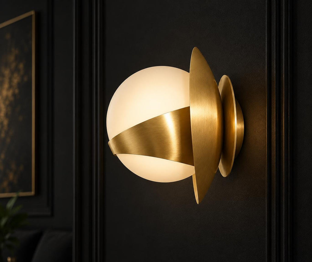 Brass Globe Wall Sconce with Frosted Glass Shade — product photo 1