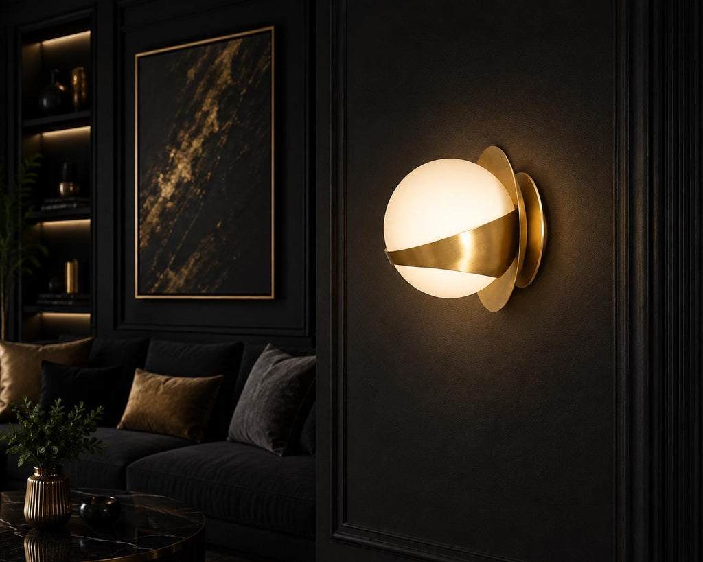 Brass Globe Wall Sconce with Frosted Glass Shade — product photo 4