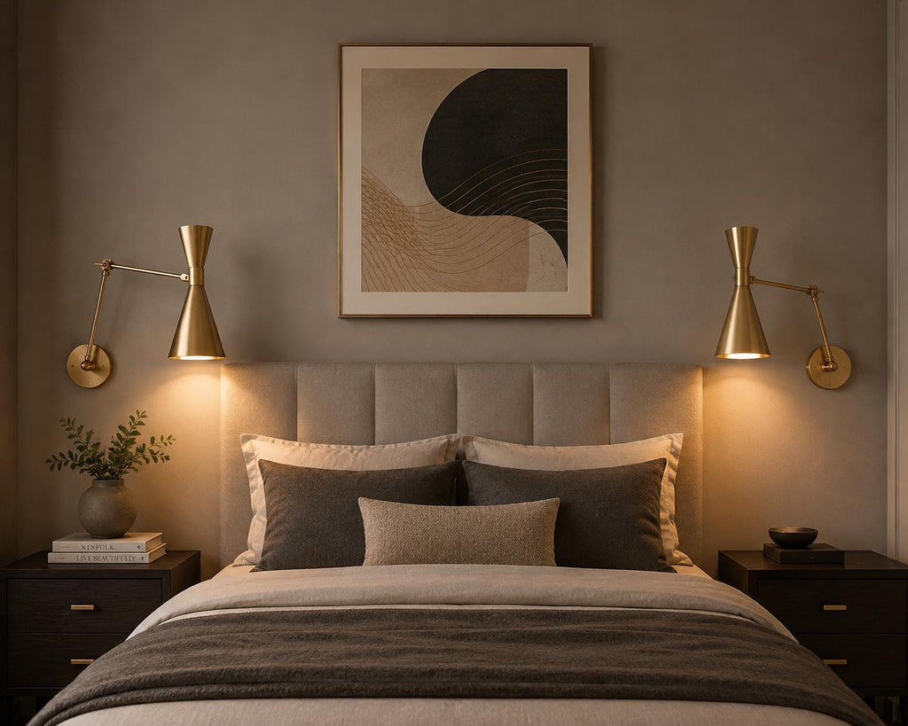 Black and Brass Adjustable Swing-Arm Wall Light — product photo 3