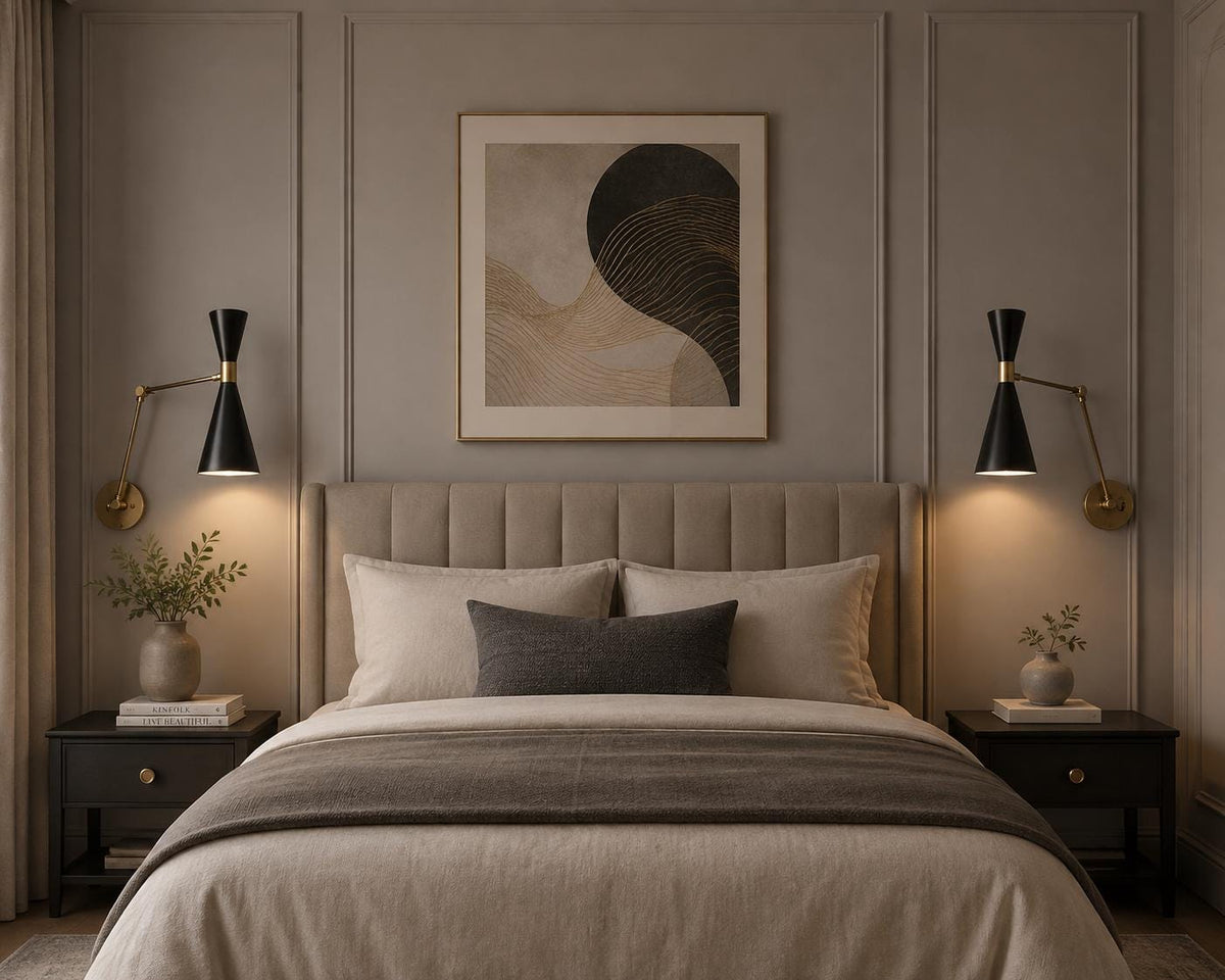 Black and Brass Adjustable Swing-Arm Wall Light — product photo 4